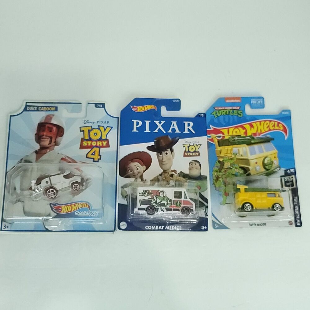 Lot of 3 Hot Wheels Party Wagon TMNT Toy Story Buzz Duke Caboom NEW Die Cast